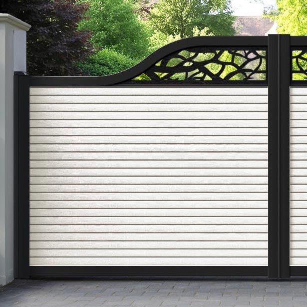 Hudson Twilight Curved Top Driveway Gate - Light Stone - Top Screen