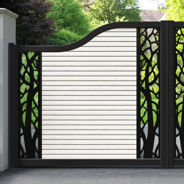 Hudson Twilight Curved Top Driveway Gate - Light Stone - Middle & End Screen