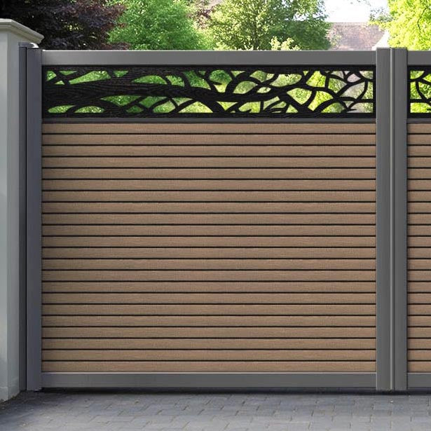 Hudson Twilight Straight Top Driveway Gate - Teak - Top Screen