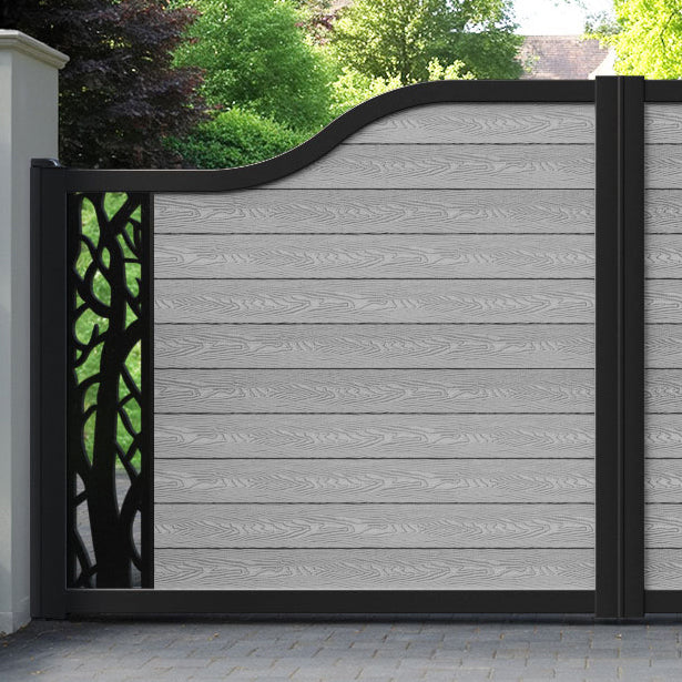 Classic Twilight Curved Top Driveway Gate - Light Grey - End Screen