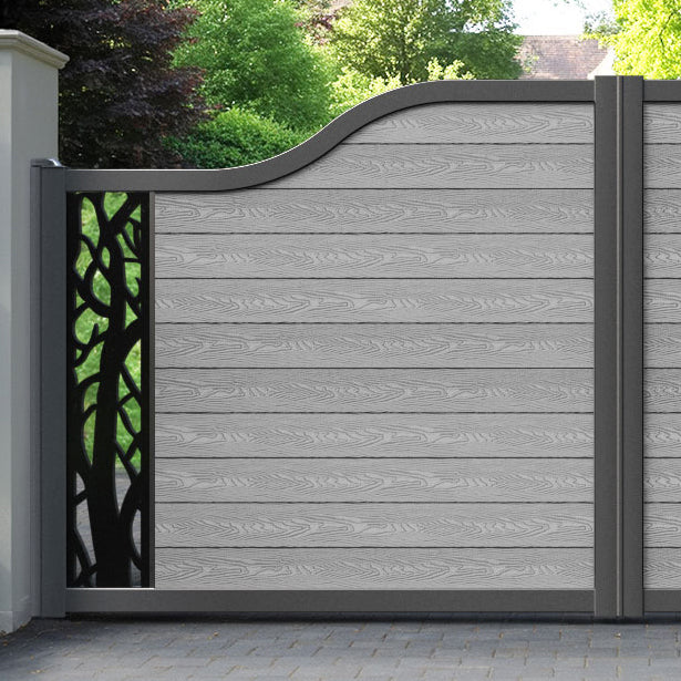 Classic Twilight Curved Top Driveway Gate - Light Grey - End Screen