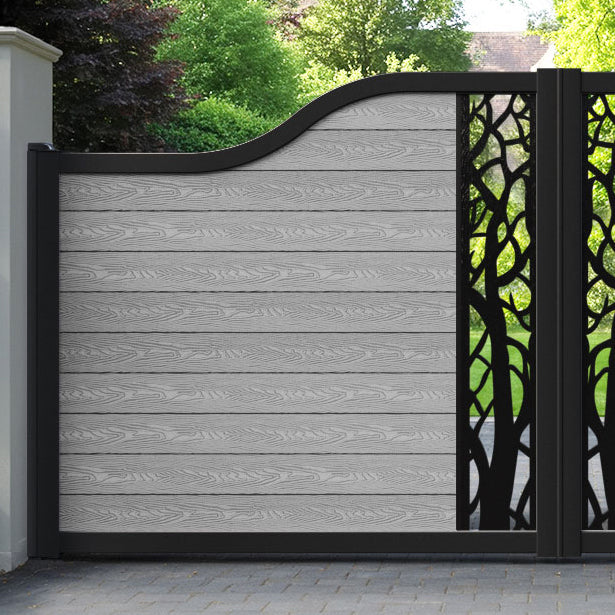 Classic Twilight Curved Top Driveway Gate - Light Grey - Middle Screen