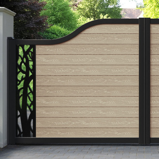 Classic Twilight Curved Top Driveway Gate - Light Oak - End Screen