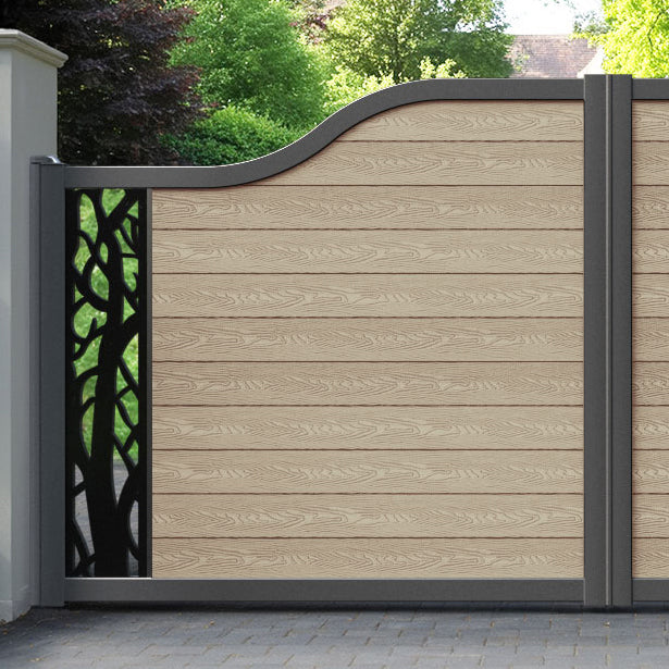 Classic Twilight Curved Top Driveway Gate - Light Oak - End Screen