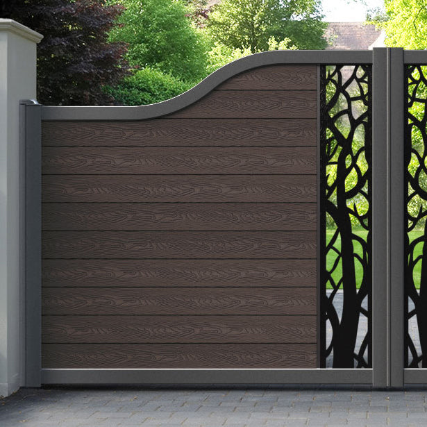 Classic Twilight Curved Top Driveway Gate - Mid Brown - Middle Screen