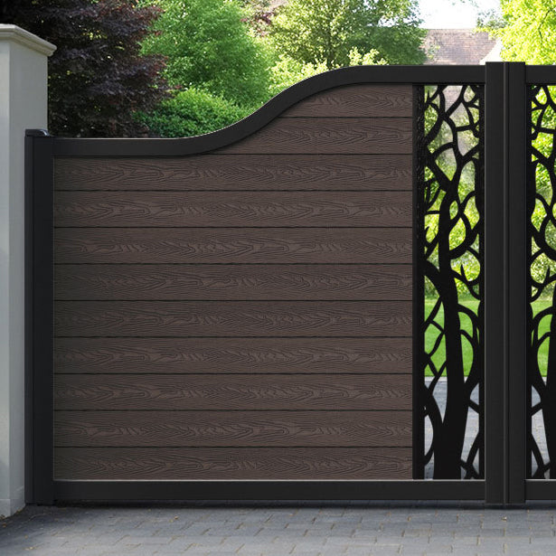 Classic Twilight Curved Top Driveway Gate - Mid Brown - Middle Screen