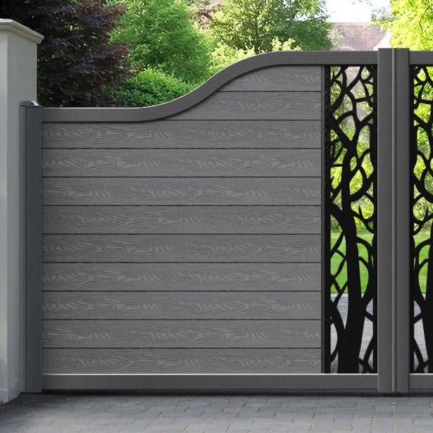 Classic Twilight Curved Top Driveway Gate - Mid Grey - Middle Screen
