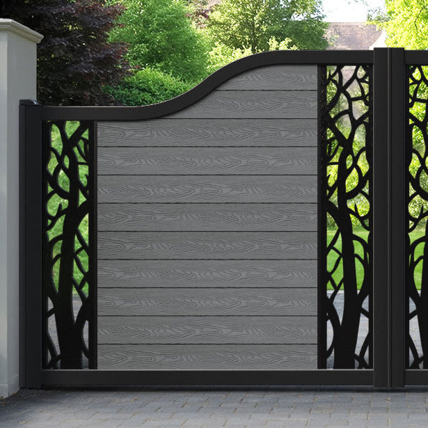 Classic Twilight Curved Top Driveway Gate - Mid Grey - Middle & End Screen