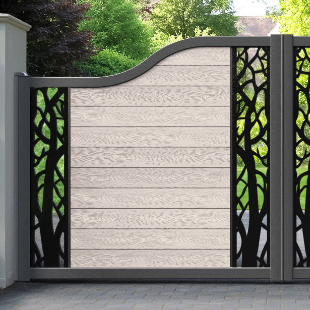 Classic Twilight Curved Top Driveway Gate - Mid Stone - Middle & End Screen