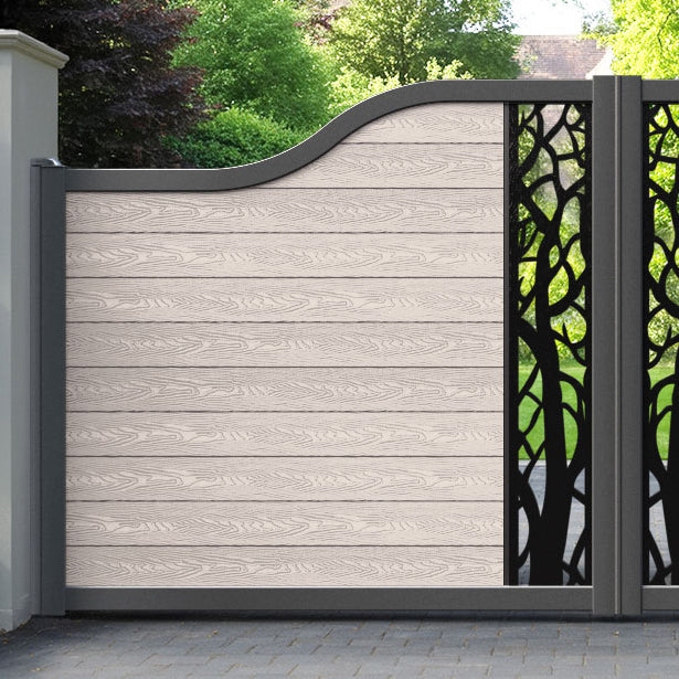 Classic Twilight Curved Top Driveway Gate - Mid Stone - Middle Screen