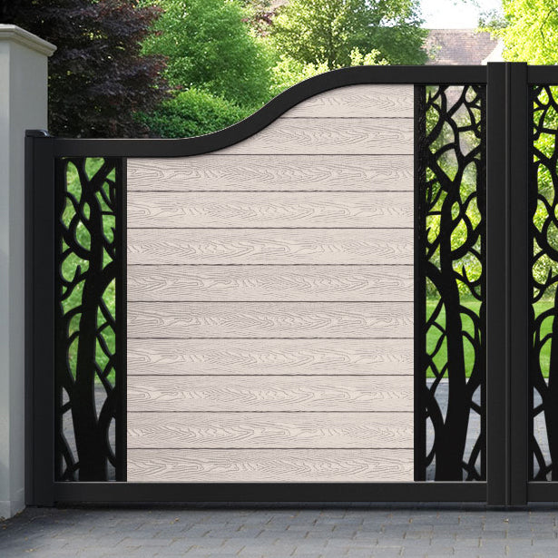 Classic Twilight Curved Top Driveway Gate - Mid Stone - Middle & End Screen