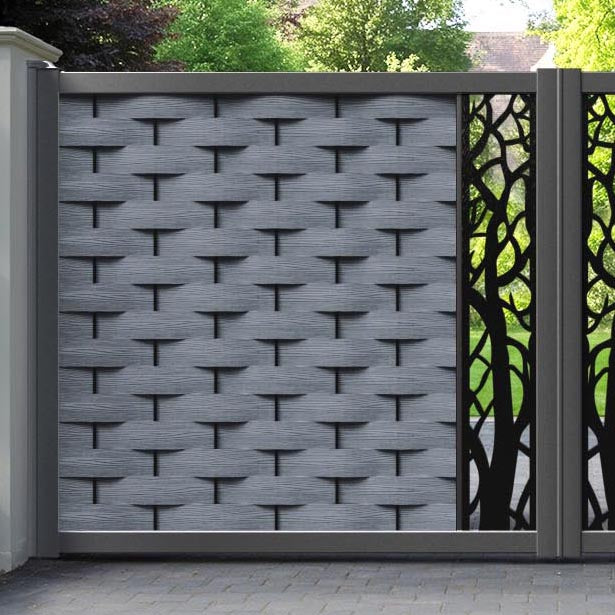 Ripple Twilight Straight Top Driveway Gate - Anthracite - Middle Screen
