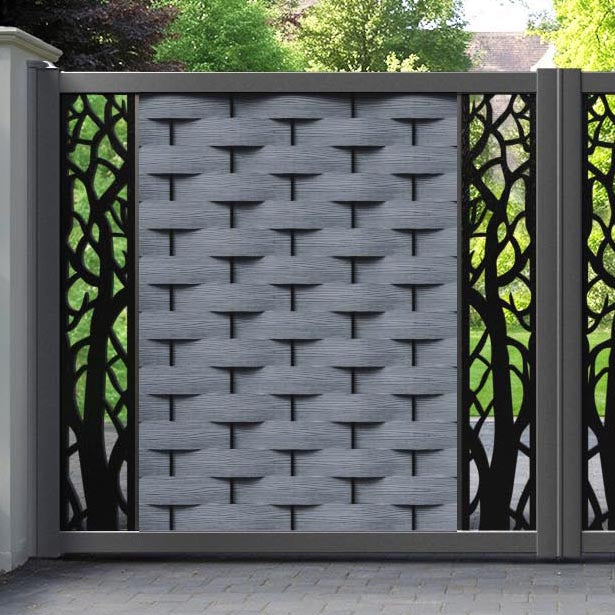 Ripple Twilight Straight Top Driveway Gate - Anthracite - Middle & End Screen