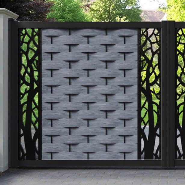 Ripple Twilight Straight Top Driveway Gate - Anthracite - Middle & End Screen