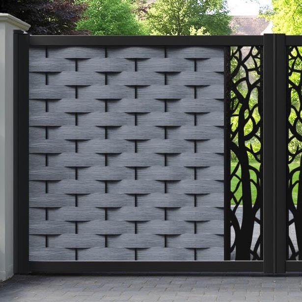 Ripple Twilight Straight Top Driveway Gate - Anthracite - Middle Screen