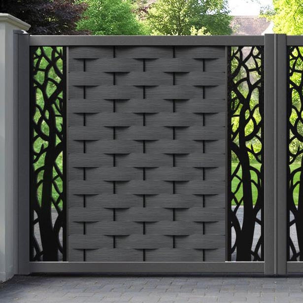 Ripple Twilight Straight Top Driveway Gate - Dark Grey - Middle & End Screen