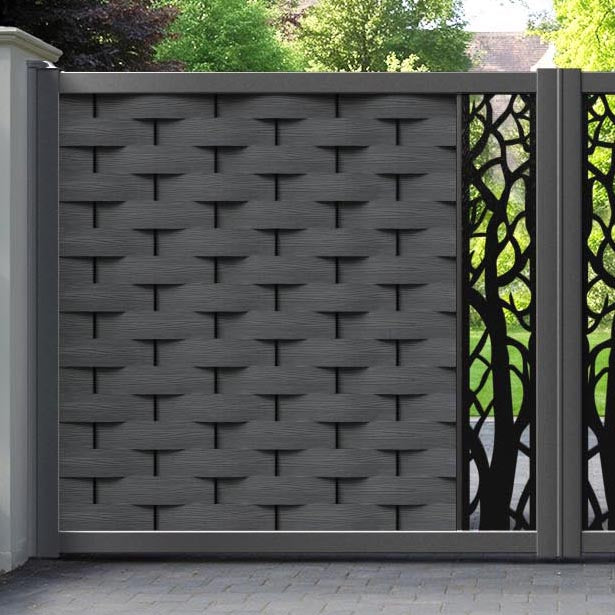 Ripple Twilight Straight Top Driveway Gate - Dark Grey - Middle Screen