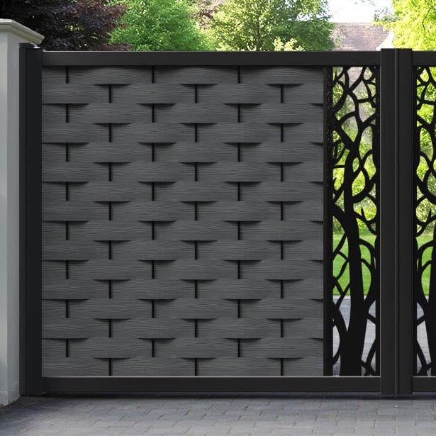 Ripple Twilight Straight Top Driveway Gate - Dark Grey - Middle Screen