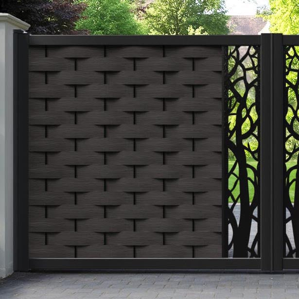 Ripple Twilight Straight Top Driveway Gate - Dark Oak - Middle Screen