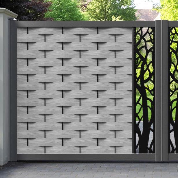 Ripple Twilight Straight Top Driveway Gate - Light Grey - Middle Screen