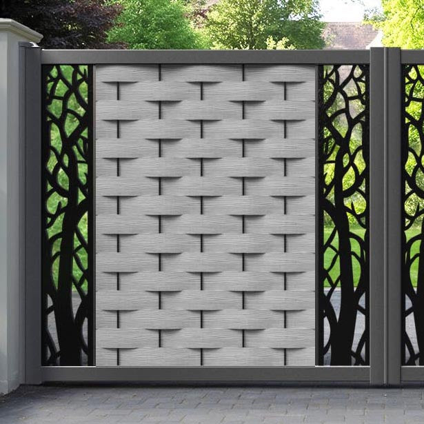 Ripple Twilight Straight Top Driveway Gate - Light Grey - Middle & End Screen