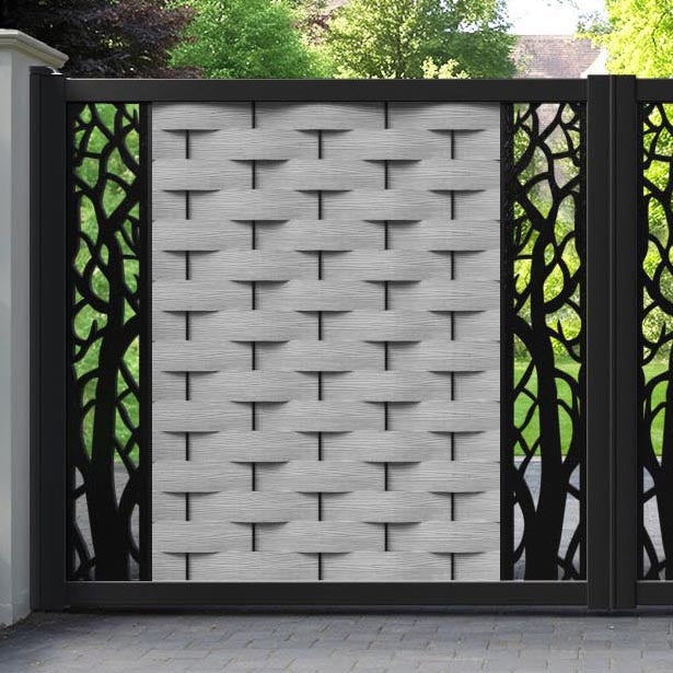Ripple Twilight Straight Top Driveway Gate - Light Grey - Middle & End Screen