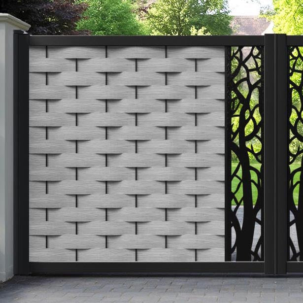 Ripple Twilight Straight Top Driveway Gate - Light Grey - Middle Screen
