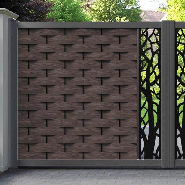 Ripple Twilight Straight Top Driveway Gate - Mid Brown - Middle Screen