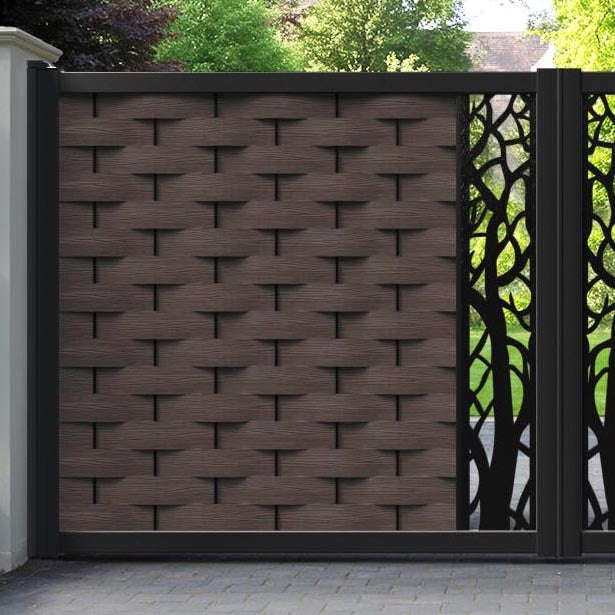 Ripple Twilight Straight Top Driveway Gate - Mid Brown - Middle Screen