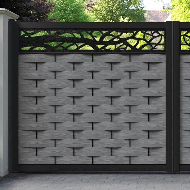 Ripple Twilight Straight Top Driveway Gate - Mid Grey - Top Screen