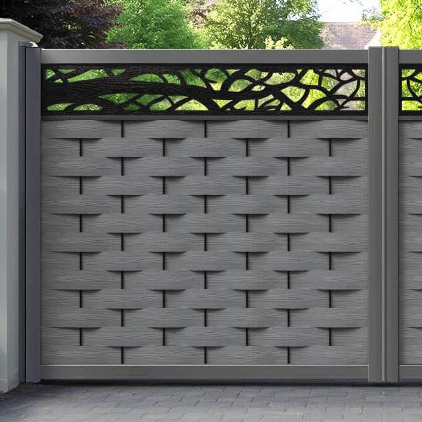 Ripple Twilight Straight Top Driveway Gate - Mid Grey - Top Screen