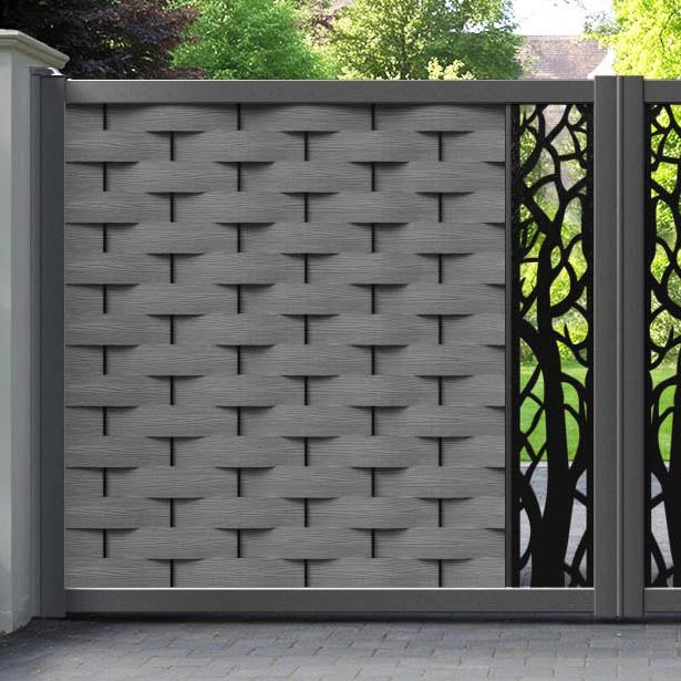 Ripple Twilight Straight Top Driveway Gate - Mid Grey - Middle Screen