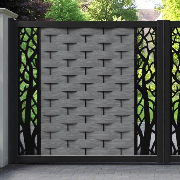 Ripple Twilight Straight Top Driveway Gate - Mid Grey - Middle & End Screen
