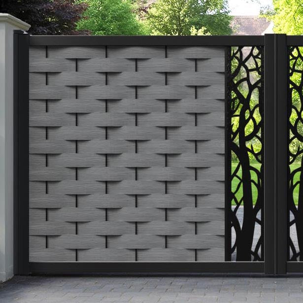Ripple Twilight Straight Top Driveway Gate - Mid Grey - Middle Screen
