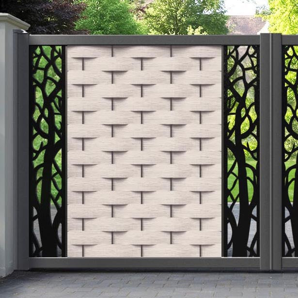 Ripple Twilight Straight Top Driveway Gate - Mid Stone - Middle & End Screen