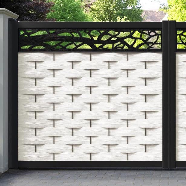 Ripple Twilight Straight Top Driveway Gate - Light Stone - Top Screen