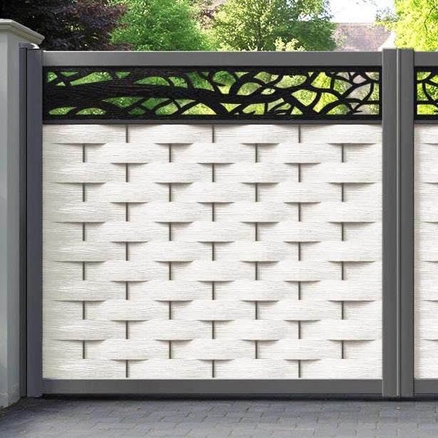 Ripple Twilight Straight Top Driveway Gate - Light Stone - Top Screen