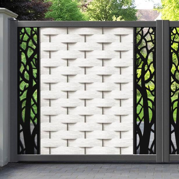 Ripple Twilight Straight Top Driveway Gate - Light Stone - Middle & End Screen