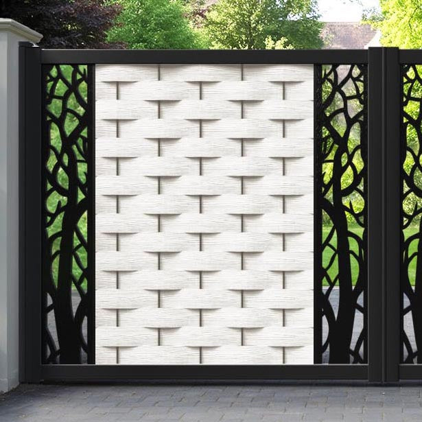Ripple Twilight Straight Top Driveway Gate - Light Stone - Middle & End Screen