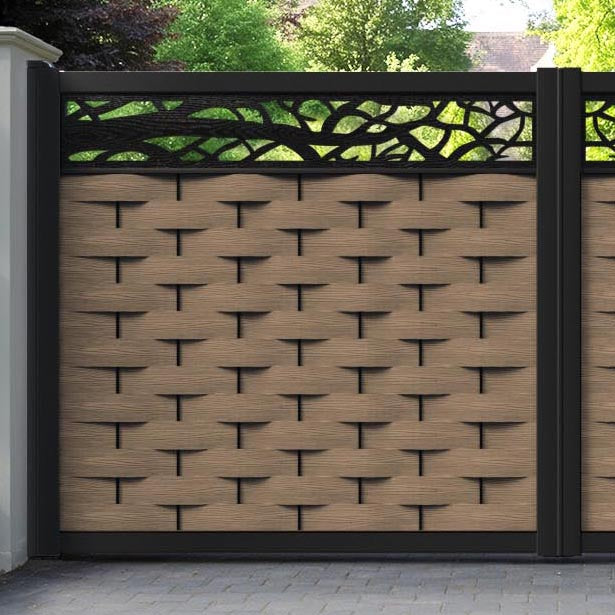 Ripple Twilight Straight Top Driveway Gate - Teak - Top Screen