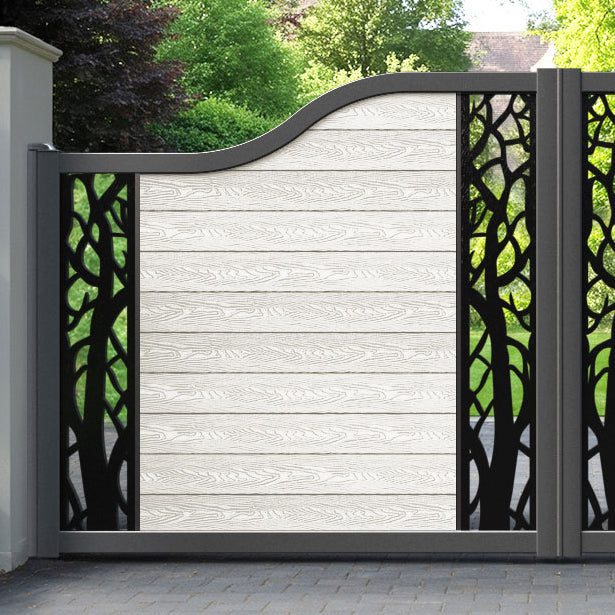 Classic Twilight Curved Top Driveway Gate - Light Stone - Middle & End Screen