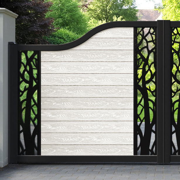 Classic Twilight Curved Top Driveway Gate - Light Stone - Middle & End Screen