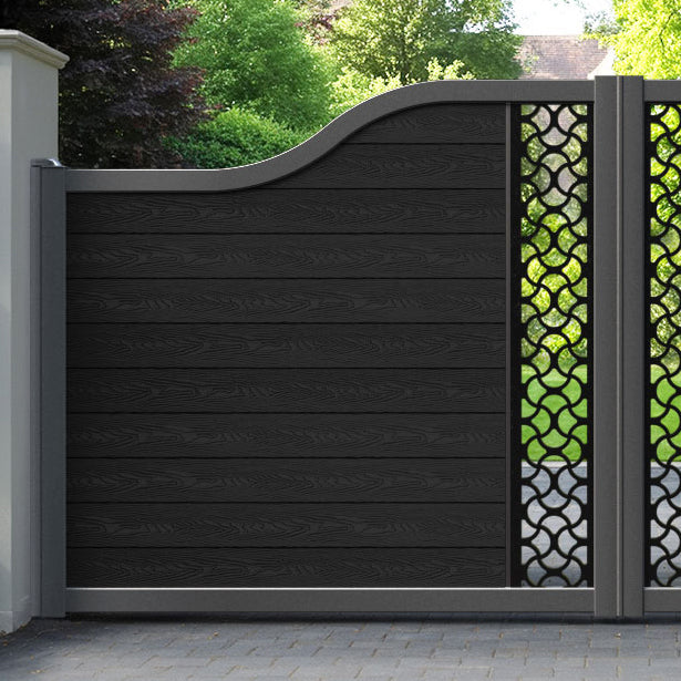 Classic Vida Curved Top Driveway Gate - Black - Middle Screen