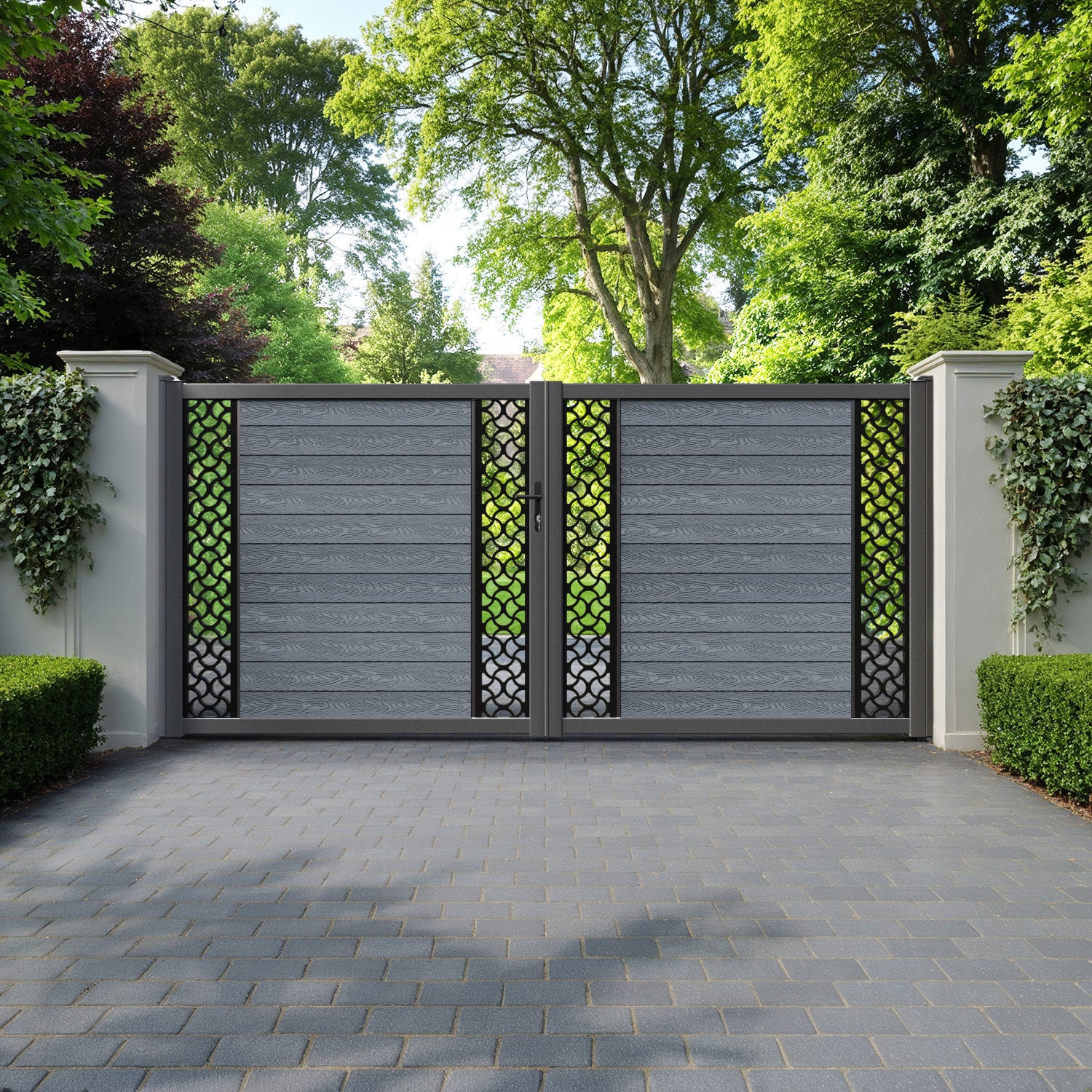 Classic Vida Straight Top Driveway Gate - Anthracite - Middle & End Screen