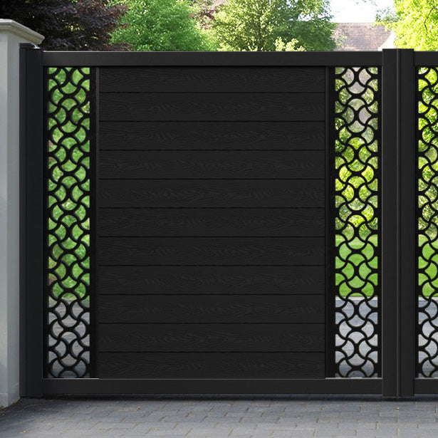 Classic Vida Straight Top Driveway Gate - Black - Middle & End Screen