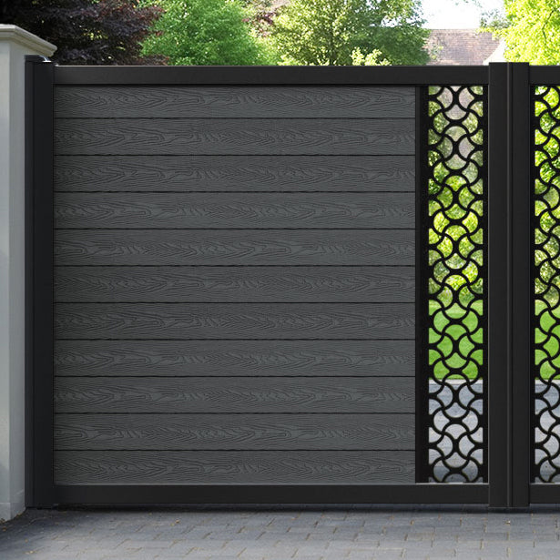 Classic Vida Straight Top Driveway Gate - Dark Grey - Middle Screen