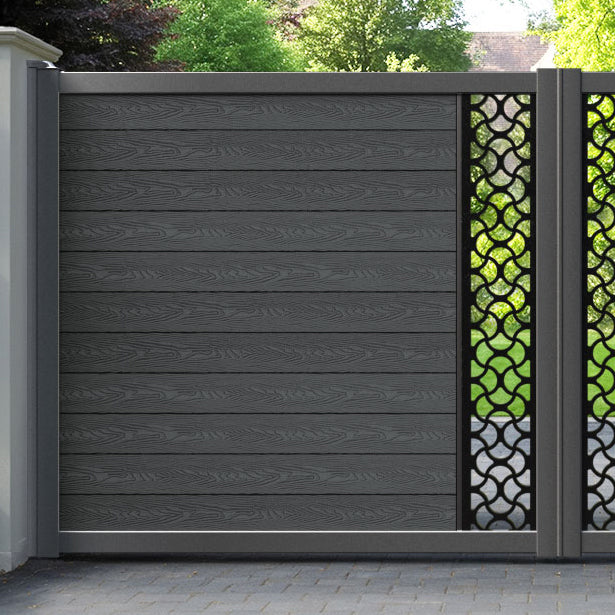Classic Vida Straight Top Driveway Gate - Dark Grey - Middle Screen