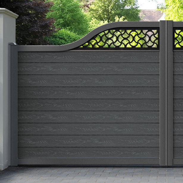 Classic Vida Curved Top Driveway Gate - Dark Grey - Top Screen