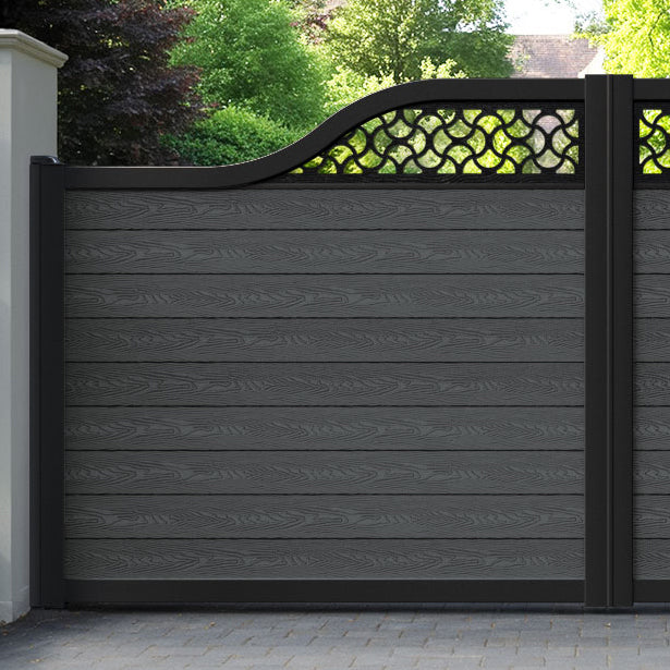 Classic Vida Curved Top Driveway Gate - Dark Grey - Top Screen