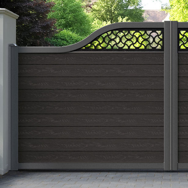Classic Vida Curved Top Driveway Gate - Dark Oak - Top Screen